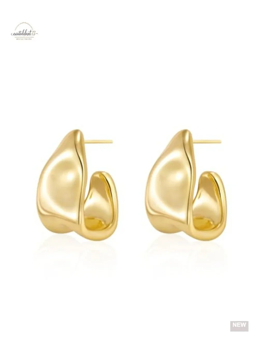 14K Gold Plated Chunky Statement Geometric Dangle Drop Earrings